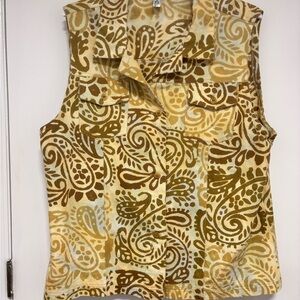 Paisley Print Sleeveless Jean Jacket